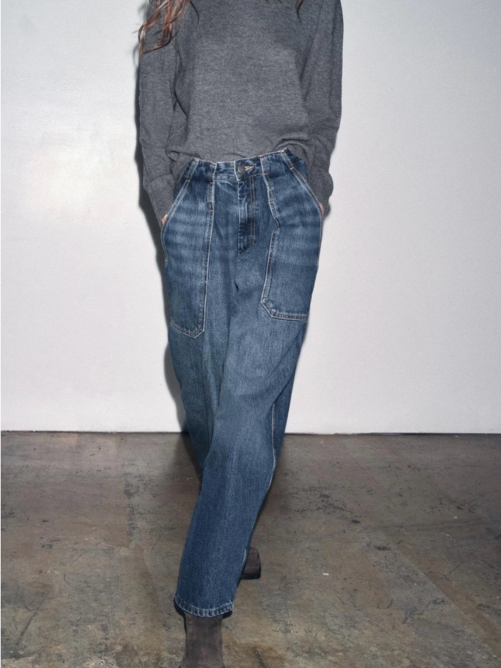 Zara Mid-Rise ZW Collection Balloon Jeans, size 8